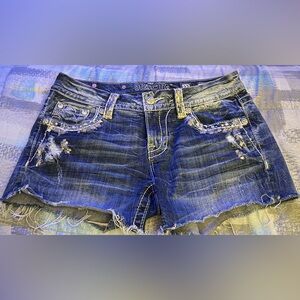 Distressed Dark Blue Denim Miss Me Women's Shorts